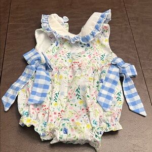 Floral and Blue Checkered Kids Bodysuit